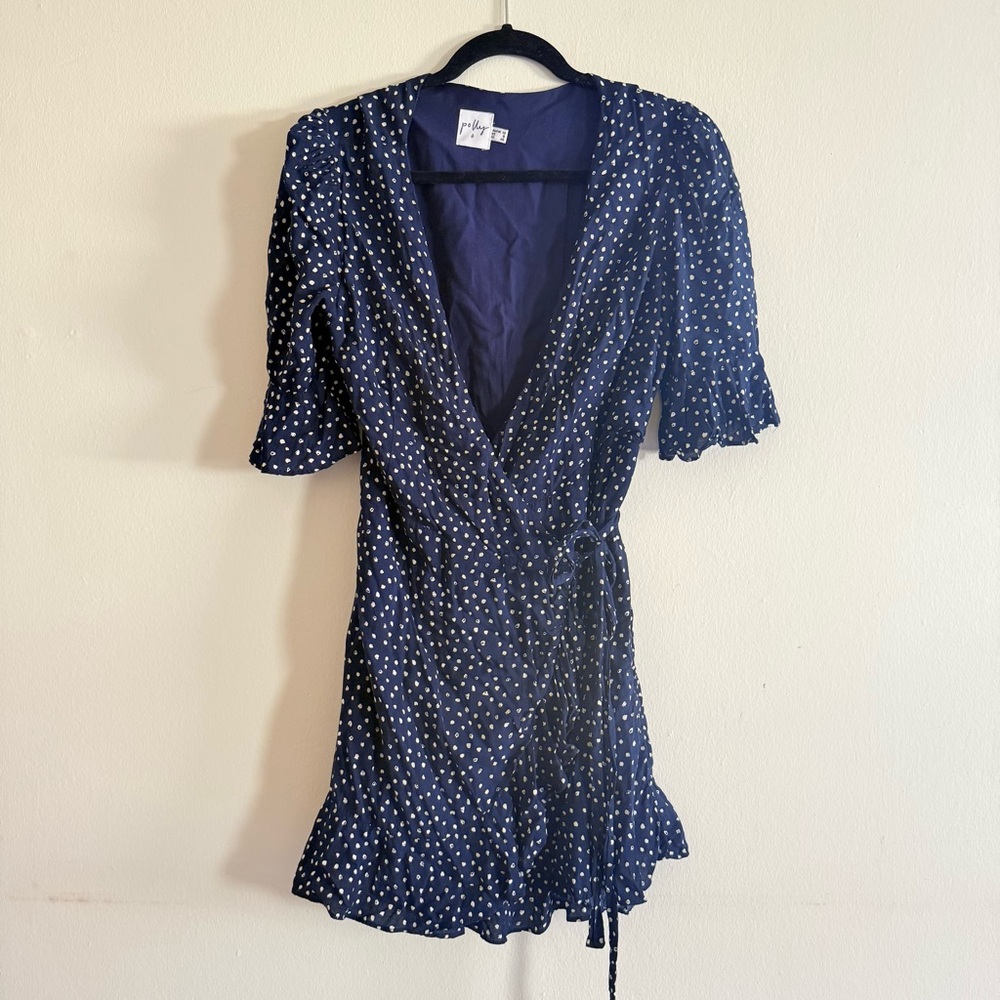 Polly • Navy Polka Dot Wrap Dress
